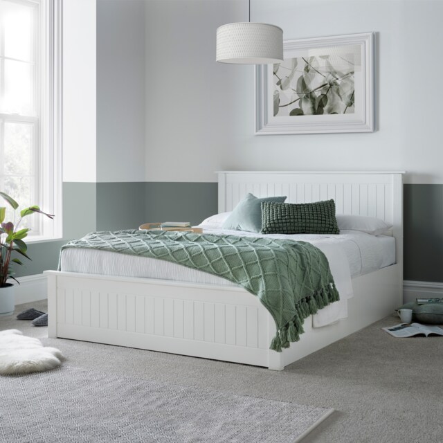 Dawson White Wooden Ottoman Bed King Size White