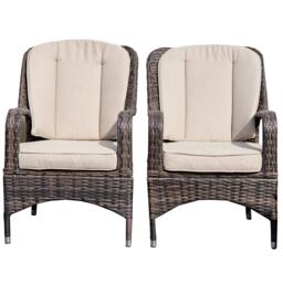 Direct Wicker 2-Piece Outdoor PE Rattan Dining Chairs, Brown Brown