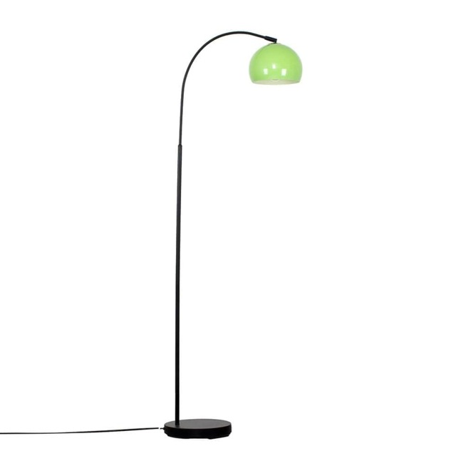 ValueLights Curva Black Floor Lamp Green Metal Dome Shade and Bulb