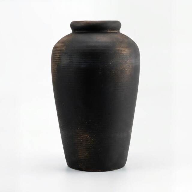 Raven Black Textured Decorative Vase