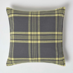 Homescapes Grey & Yellow Tartan Pattern Cushion Cover - 60 x 60 cm Grey Grey & Yellow 60 x 60 cm