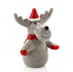 Objets D'Art Reindeer In Christmas Hat And Scarf Solid Glass Ornament