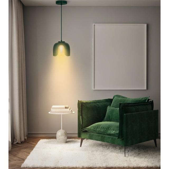 Osram Decor Corolle Pendant Ceiling Light E27 Green Glass Max 15W LED Modern Green Green 1