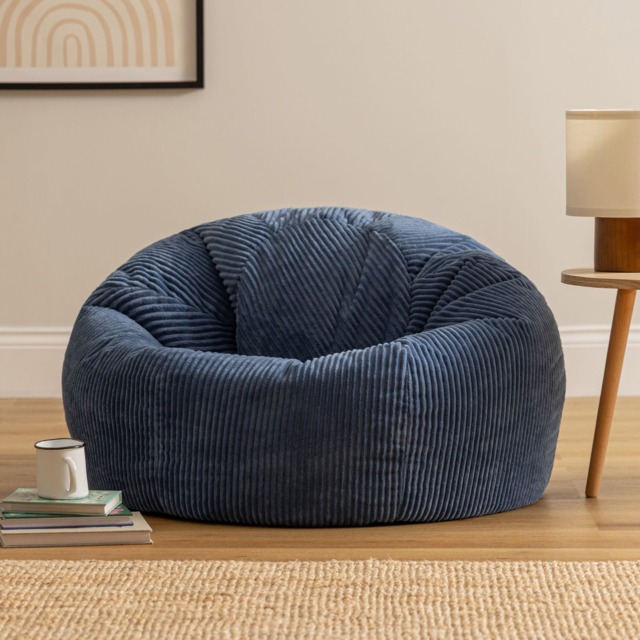 Icon Kingston Jumbo Cord Classic Dome Bean Bag, Denim Blue