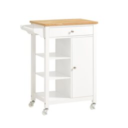 SoBuy FKW46-WN,Kitchen Serving Storage Trolley with Drawer White White