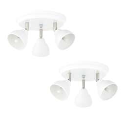 Set of 2 Monaco - White & Brushed Chrome 3 Way Ceiling Spotlights
