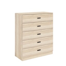 Oak 5-Drawer Chest Cabinet Brown 1