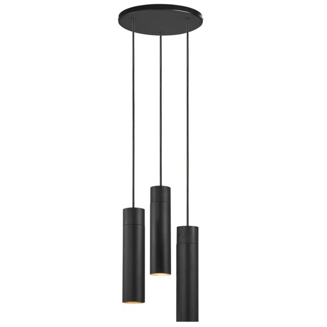 Nordlux Tilo Indoor Pendant Light Black Metal GU10 Wood - Mains Powered, IP20
