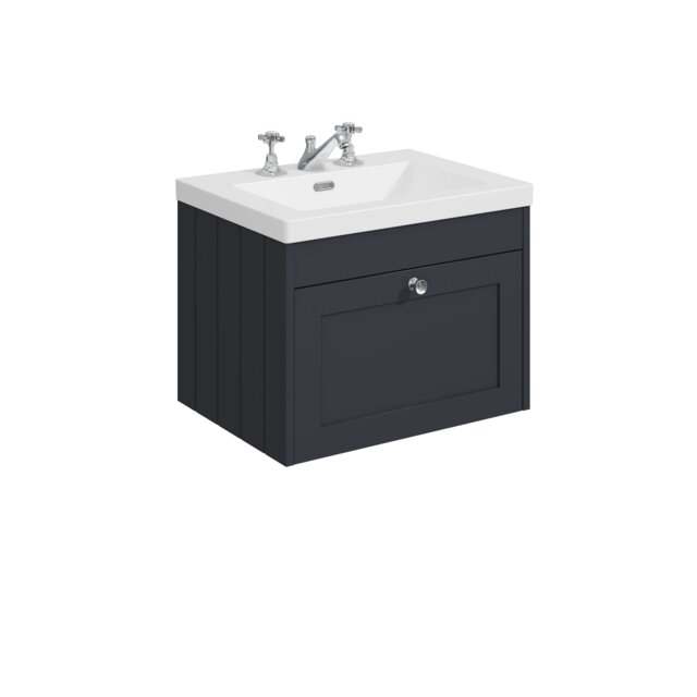 Balterley Wall Hung 1 Drawer Unit with Minimalist Basin 3 Tap Hole Grey 431 x 600 x 453mm