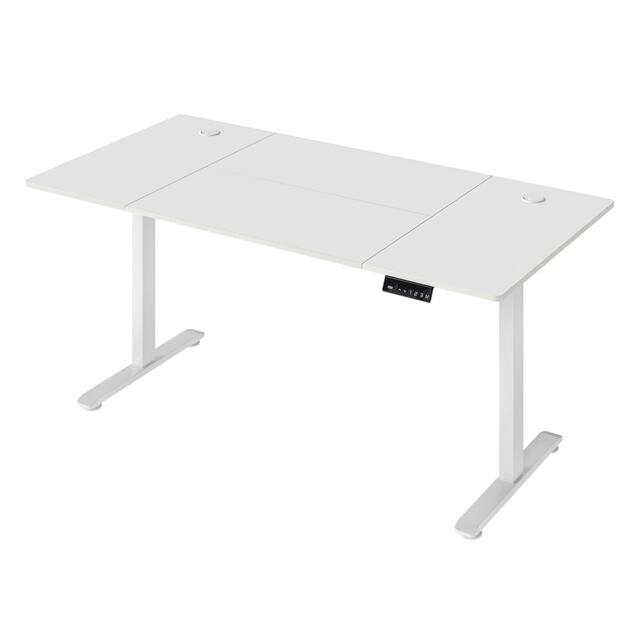 Levede Adjustable Height Electric Standing Desk White Metal Frame White White