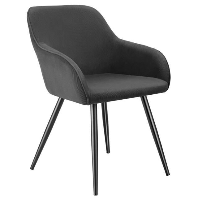 Dining Chair Marilyn - corduroy look, upholstered, armchair, continuous backrest Grey anthracite/black 1