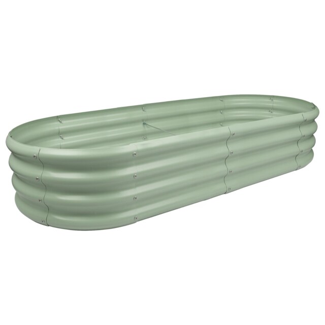 Harbour Housewares Raised Garden Bed - Green Rounded Bottomless Metal Raised Galvanised Steel Planter Box 180 x 90cm
