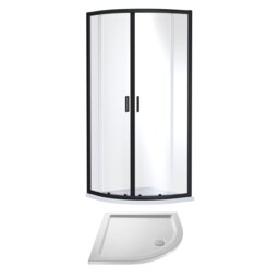 Balterley Quadrant Shower Suite with Safety Glass Enclosure & Resin Tray Frame with Tray Black Matt Black 2