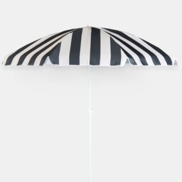 OHS Stripe Parasol Umbrella Garden Outdoor Canopy Sun Shade Black Black/Cream