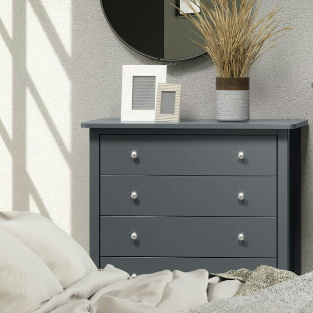 Como 4 Drawer Chest of Drawers - Shaker Style Bedroom Storage Cabinet with Compact Design Blue Blue 1