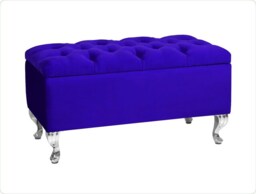 Londona 90cm Chesterfield Ottoman Storage Bench - Plush Velvet Shoe Bench- Sapphire Blue Upholstery Footstool with Storage