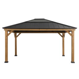 Sunjoy 3.93m x 4.52m Cedar Wooden Gazebo ERNIR, Anthracite