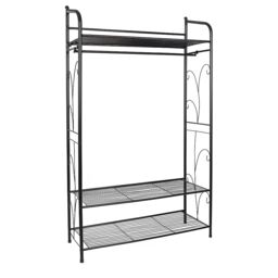Heavy Duty Large Metal Clothes Rail Open Wardrobe With 2 Storage Shelves
