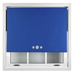 FURNISHED Custom Fit Blackout Roller Blinds with Triple Round Eyelets & Metal Fittings Blue Blue (W) 90cm x (L) 210cm