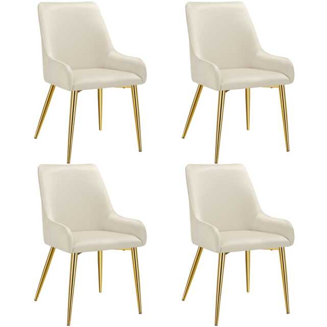 Dining Chair Avane - velvet look, padded armchair, high backrest and armrests Cream beige 4