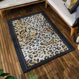 Paoletti Leopardis Leopard Printed Black/Gold Indoor/Outdoor Rug Multi
