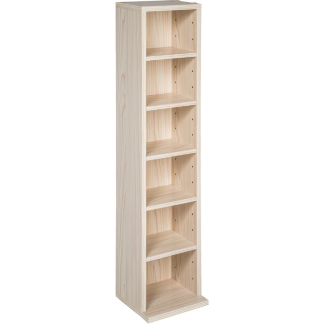CD DVD Storage Tower Media Display Unit Adjustable Shelves Wood Effect 102 CDs or 27 DVDs Cream beech 20 x 21 x 90 cm 1