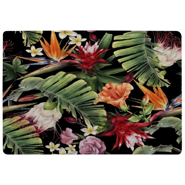 Tropical Flowers & Plant Leaves Rug Multi