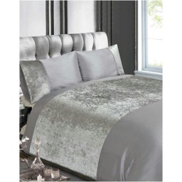 Rapport Crushed Velvet Duvet Cover Set - Grey/Silver - King Grey King