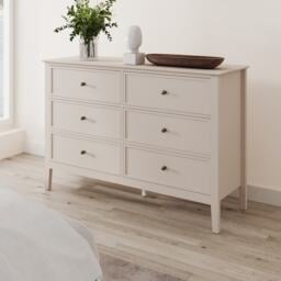 Large 6 Drawer Chest Of Drawers - Rowley Taupe Grey Range