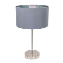 ValueLights Charlie Brushed Chrome Floor Lamp Grey Chrome Shade and Bulb