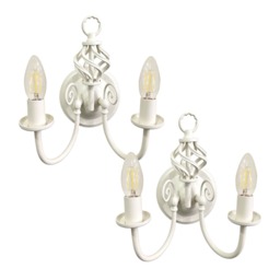 Set of 2 Barley Twist - Cream Wall Lights