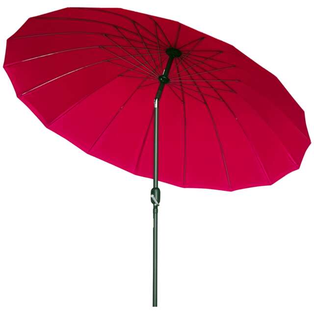 Outsunny 2.5m Round Curved Adjustable Parasol Sun Umbrella Metal Pole Red Red