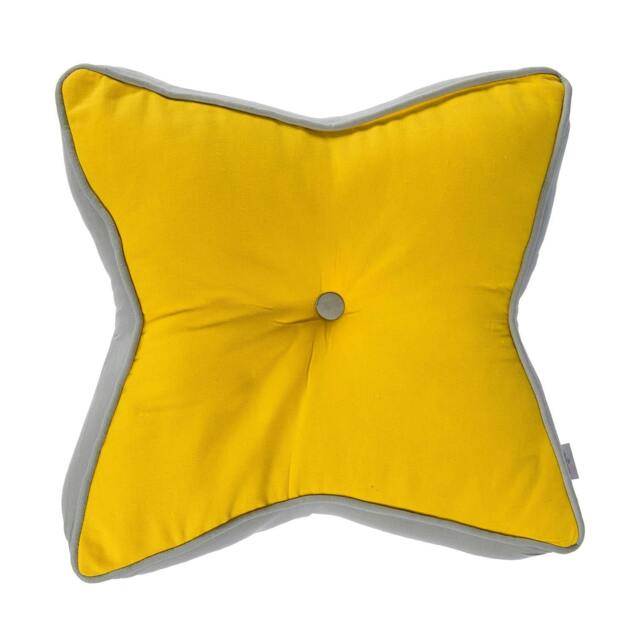 Homescapes Yellow and Grey Star Floor Cushion Yellow Grey & Yellow 48 x 70 cm