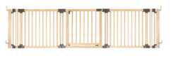 Safetots Wooden Multi Panel Room Divider, up to 296cm, Natural Wood, 76cm Tall, Flexible Room Divider for Baby and Toddler Cream Natural