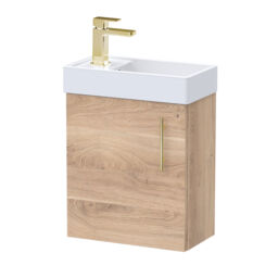 Balterley Bathroom Contemporary Durable Wall Hung Cabinet Vanity Unit Wash Basin & Handle Brown Bleached Cuneo Oak