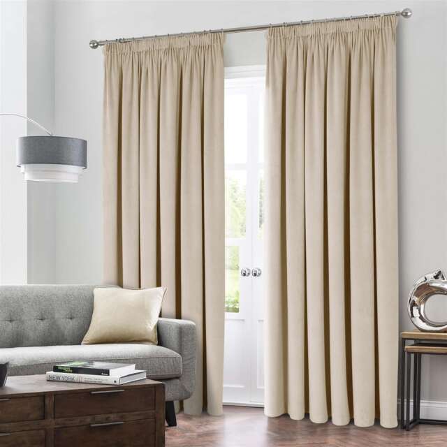 Montreal 229cm x 213cm Natural Taped Top Curtains Cream Natural 1