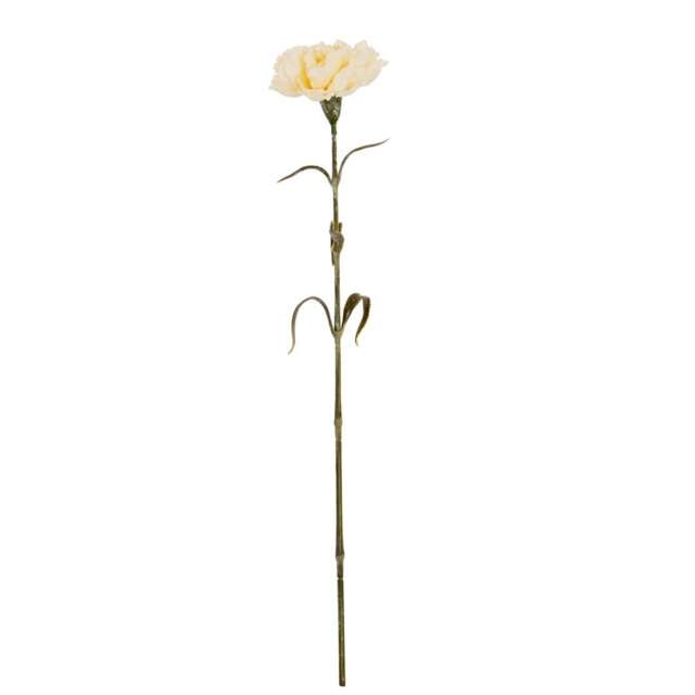 Cream Carnation Stem Artificial Flower - Plastic - L11 x W10 x H56 cm - Cream