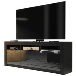 TV Unit TV Stand Black High Gloss Media Console Sideboard Storage Cabinet 160cm
