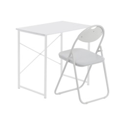 Harbour Housewares Wooden Desk & Chair Set - Durable Compact Wooden Office Bedroom Study Desk & Chair Set White White One Size