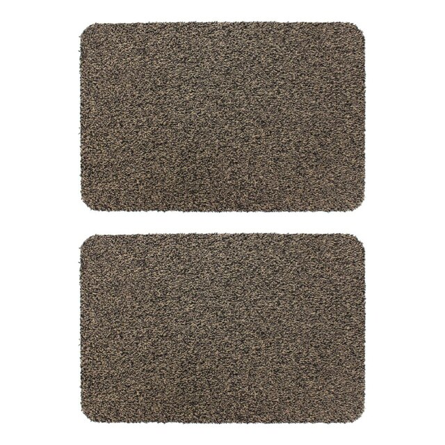 JVL Tanami Machine Washable Doormat 50x75cm, Brown, Pack of 2