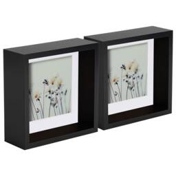 "Nicola Spring 6 x 6"" Deep Photo Frames - Black/White Mount - 3D Deep Box Picture Frame Display Case (16 x 16cm) x5"
