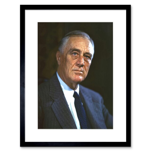 "US President Franklin D Roosevelt Photo 9x7"" Black Framed Wall Art Print"