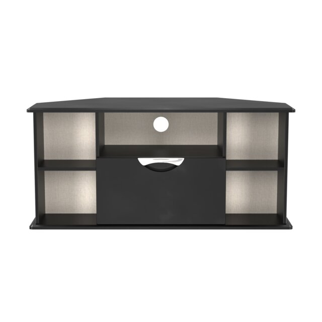 Holborn Corner TV Stand in Black Gloss & Black (Ready Assembled) Black Black Gloss & Black