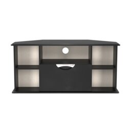 Holborn Corner TV Stand in Black Gloss & Black (Ready Assembled) Black Black Gloss & Black