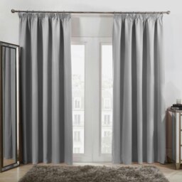 "OHS Pencil Pleat Thermal Blackout Curtains, 90x90"" - Silver"