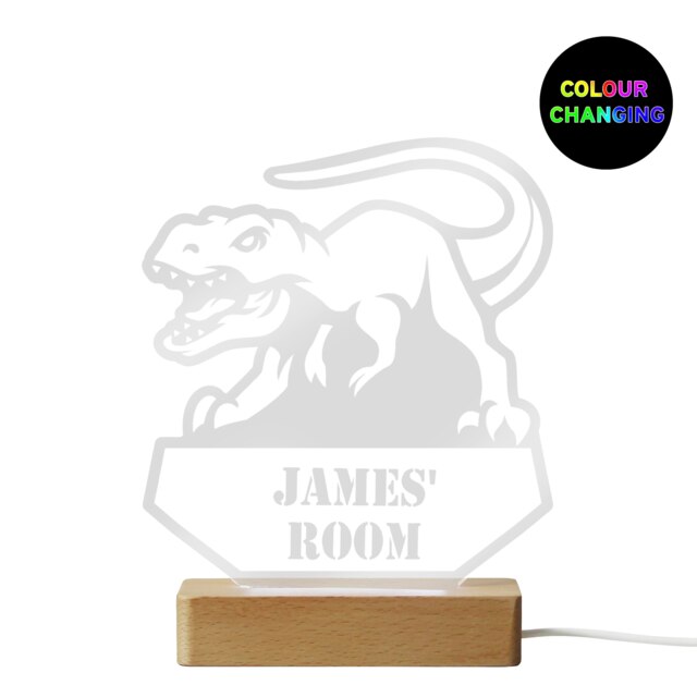 Personalised Dinosaur Wooden Based LED Light