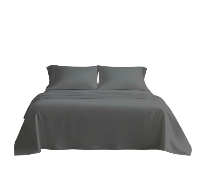 Microfibre Soft Touch Flat Sheet Plain Dyed Bed Linen Grey Grey King