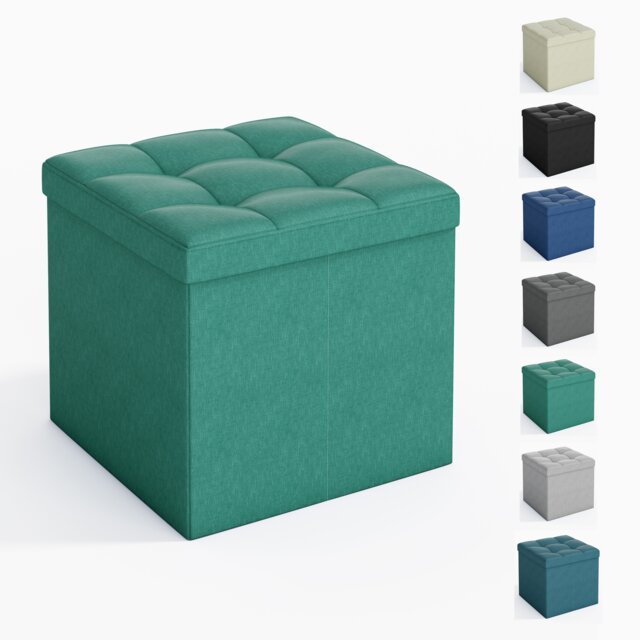 38cm Square Ottoman Foldable Storage Upholstered Foot Rest