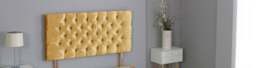 "Gold Crush Velvet Chesterfield Crystal Button Headboard Gold 2FT6 Small Single 26""inch Headboard"