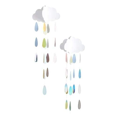 Pastel Baby Shower Clouds With Droplets Hanging Decoration 80cm - Pack of 2